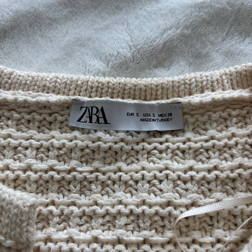 Zara Cream Ecru Textured Knit Cardigan - Picture 5 of 10
